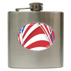 American Flag Star Blue Line Red White Hip Flask (6 Oz) by Mariart