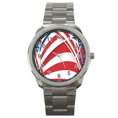 American Flag Star Blue Line Red White Sport Metal Watch by Mariart