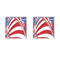 American Flag Star Blue Line Red White Cufflinks (square) by Mariart