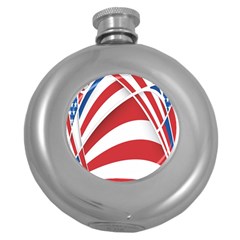 American Flag Star Blue Line Red White Round Hip Flask (5 Oz) by Mariart