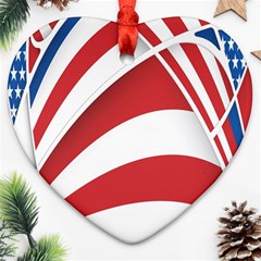 American Flag Star Blue Line Red White Heart Ornament (two Sides) by Mariart