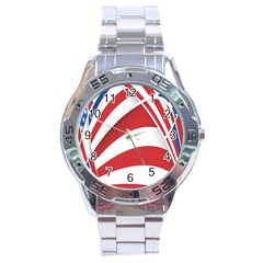 American Flag Star Blue Line Red White Stainless Steel Analogue Watch by Mariart