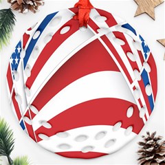 American Flag Star Blue Line Red White Ornament (round Filigree) by Mariart