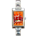 Boom Sale Orange Rectangle Italian Charm Watch Front