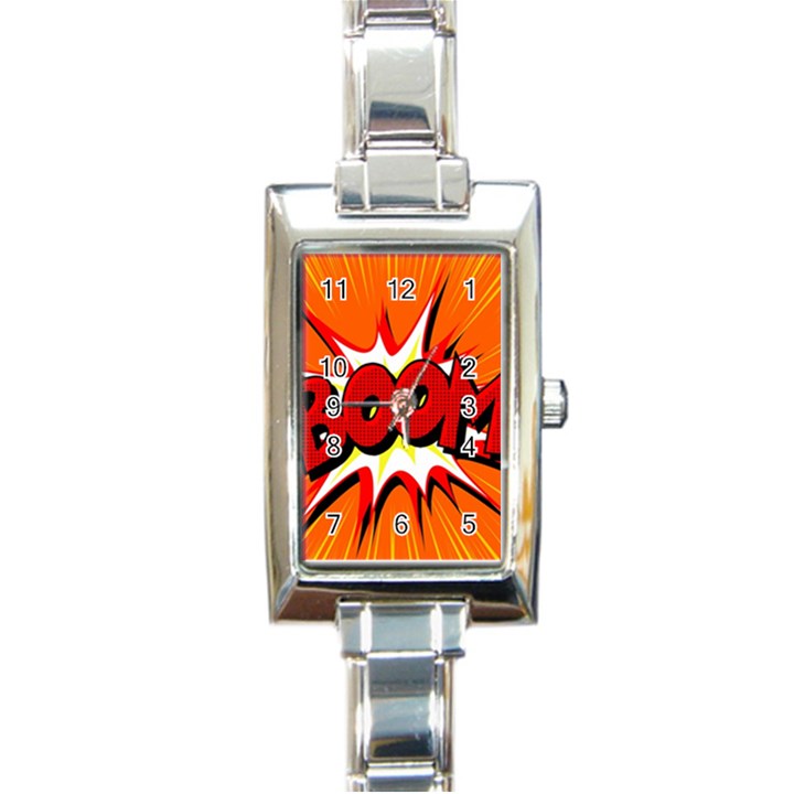 Boom Sale Orange Rectangle Italian Charm Watch