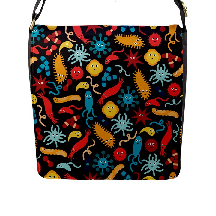 Worm Insect Bacteria Monster Flap Messenger Bag (L) 