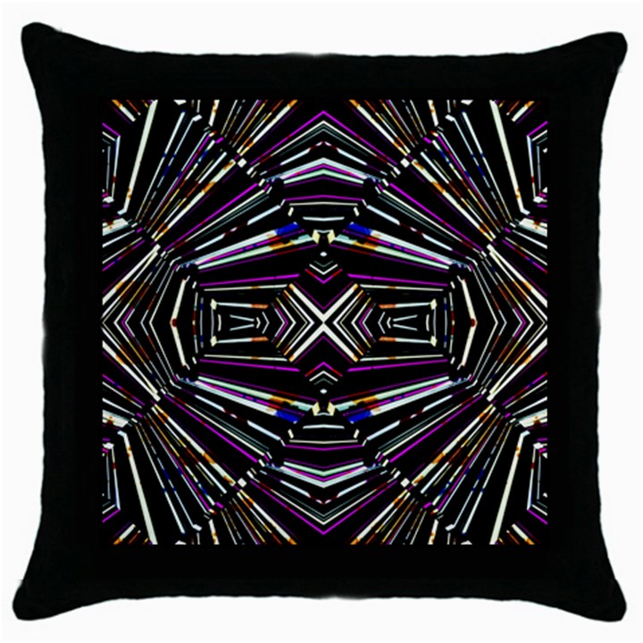 Dark Ethnic Sharp Bold Pattern Throw Pillow Case (Black)