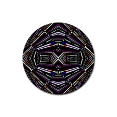 Dark Ethnic Sharp Bold Pattern Rubber Coaster (round)  by dflcprints