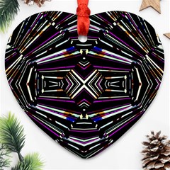 Dark Ethnic Sharp Bold Pattern Heart Ornament (two Sides) by dflcprints