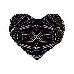 Dark Ethnic Sharp Bold Pattern Standard 16  Premium Heart Shape Cushions by dflcprints