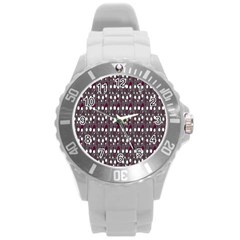 Circles Dots Background Texture Round Plastic Sport Watch (l) by Mariart