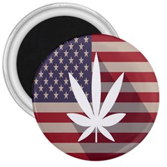 Flag American Star Blue Line White Red Marijuana Leaf 3  Magnets by Mariart