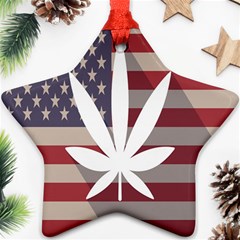 Flag American Star Blue Line White Red Marijuana Leaf Ornament (star) by Mariart