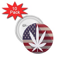 Flag American Star Blue Line White Red Marijuana Leaf 1 75  Buttons (10 Pack) by Mariart