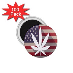 Flag American Star Blue Line White Red Marijuana Leaf 1 75  Magnets (100 Pack) 