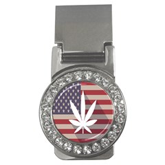 Flag American Star Blue Line White Red Marijuana Leaf Money Clips (cz) 