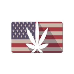 Flag American Star Blue Line White Red Marijuana Leaf Magnet (name Card) by Mariart