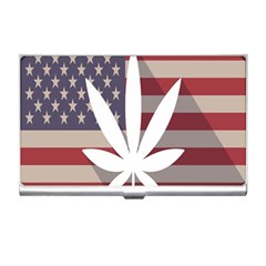 Flag American Star Blue Line White Red Marijuana Leaf Business Card Holders by Mariart