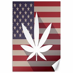 Flag American Star Blue Line White Red Marijuana Leaf Canvas 12  X 18   by Mariart