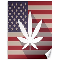 Flag American Star Blue Line White Red Marijuana Leaf Canvas 18  X 24   by Mariart