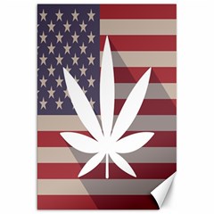 Flag American Star Blue Line White Red Marijuana Leaf Canvas 20  X 30   by Mariart