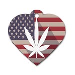 Flag American Star Blue Line White Red Marijuana Leaf Dog Tag Heart (One Side) Front