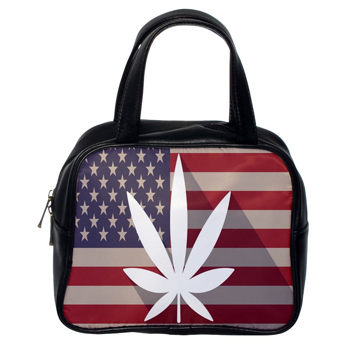 Flag American Star Blue Line White Red Marijuana Leaf Classic Handbags (One Side)