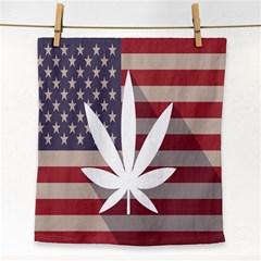 Flag American Star Blue Line White Red Marijuana Leaf Face Towel