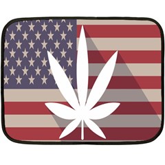 Flag American Star Blue Line White Red Marijuana Leaf Double Sided Fleece Blanket (mini) 