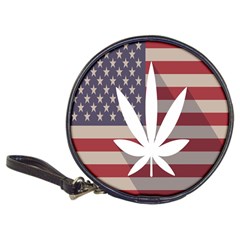 Flag American Star Blue Line White Red Marijuana Leaf Classic 20-cd Wallets by Mariart