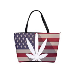 Flag American Star Blue Line White Red Marijuana Leaf Shoulder Handbags by Mariart