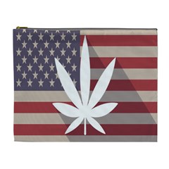 Flag American Star Blue Line White Red Marijuana Leaf Cosmetic Bag (xl) by Mariart