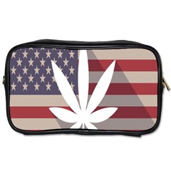 Flag American Star Blue Line White Red Marijuana Leaf Toiletries Bags