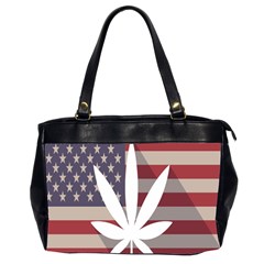 Flag American Star Blue Line White Red Marijuana Leaf Office Handbags (2 Sides) 