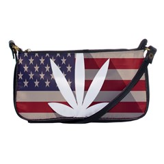 Flag American Star Blue Line White Red Marijuana Leaf Shoulder Clutch Bags by Mariart