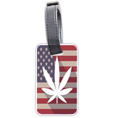 Flag American Star Blue Line White Red Marijuana Leaf Luggage Tags (one Side)  by Mariart