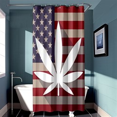 Flag American Star Blue Line White Red Marijuana Leaf Shower Curtain 36  X 72  (stall)  by Mariart