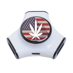 Flag American Star Blue Line White Red Marijuana Leaf 3-port Usb Hub by Mariart