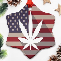 Flag American Star Blue Line White Red Marijuana Leaf Ornament (snowflake) by Mariart