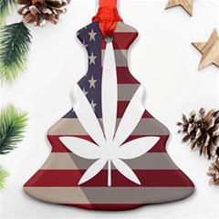 Flag American Star Blue Line White Red Marijuana Leaf Ornament (christmas Tree)  by Mariart