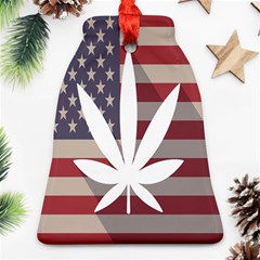 Flag American Star Blue Line White Red Marijuana Leaf Ornament (bell) by Mariart