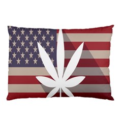 Flag American Star Blue Line White Red Marijuana Leaf Pillow Case (two Sides)