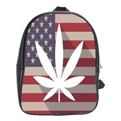 Flag American Star Blue Line White Red Marijuana Leaf School Bags (xl)  by Mariart