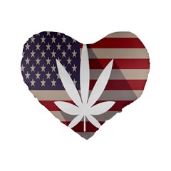 Flag American Star Blue Line White Red Marijuana Leaf Standard 16  Premium Heart Shape Cushions by Mariart