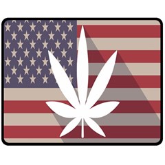 Flag American Star Blue Line White Red Marijuana Leaf Double Sided Fleece Blanket (medium) 