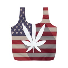 Flag American Star Blue Line White Red Marijuana Leaf Full Print Recycle Bags (m)  by Mariart