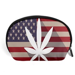 Flag American Star Blue Line White Red Marijuana Leaf Accessory Pouches (large)  by Mariart