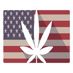 Flag American Star Blue Line White Red Marijuana Leaf Double Sided Flano Blanket (large)  by Mariart