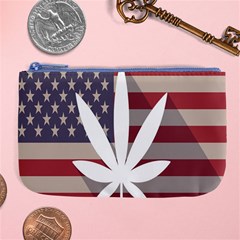 Flag American Star Blue Line White Red Marijuana Leaf Large Coin Purse