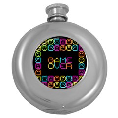 Game Face Mask Sign Round Hip Flask (5 Oz) by Mariart